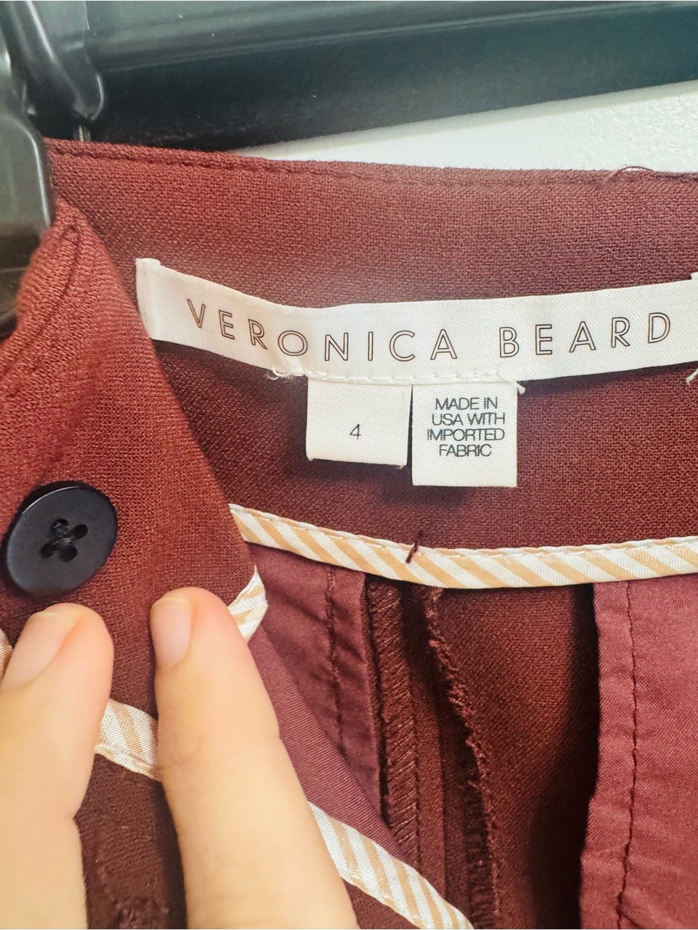 Veronica Beard Azariah Stretch-Crepe Flared Pants Burnt Sienna Rust Brown 4 - Picture 7 of 8